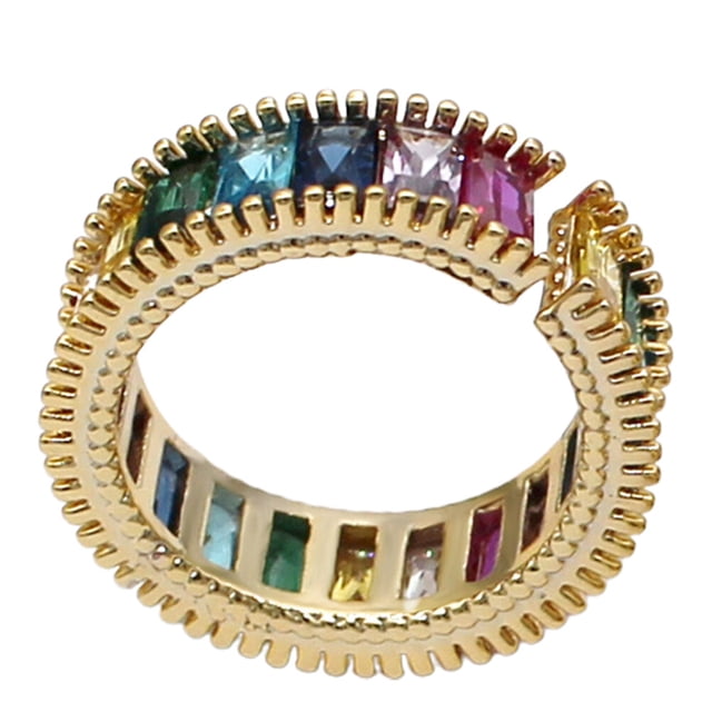 FRCOLOR open ring 1pc Rainbow Color Vintage Open Ring Open Toe Ring Adjustable Open Ring Delicate Hand Jewelry for Woman Girl (Colorful),0.98"X0.98"X0.31"
