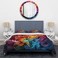 thumbnail image 3 of Designart "Vibrant Illusions Opt Art painting II" Modern Bedding Covert Set - Op Art Multi-Color Abstract Bed Set With 2 Shams, 3 of 6