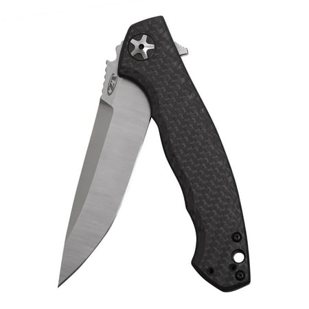 Zero Tolerance 0452CF; Pocket Knife with 4.1” Dual-Finished S35VN Steel Blade, Carbon Fiber Front and Titanium Back Handle Scales, KVT Ball-Bearing Opening, Frame Lock, Deep-Carry Pocketclip; 4.6