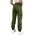 thumbnail image 4 of Endives Cargo Pants For Women Baggy Wide Leg Pant High Waisted Joggers Athletic Trousers Cuffed Pants With Pockets Army Green, 4 of 7