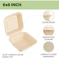 thumbnail image 4 of Clamshell Take Out Food Containers with Oil Paper, 6x6" 50-Pack Heavy-Duty Quality to go Containers, Natural Disposable Bagasse, Eco-Friendly Biodegradable Made of Sugar Cane Fibers, 4 of 8