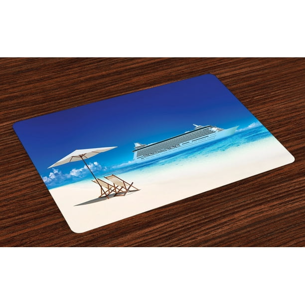 Seaside Placemats Set of 4 Summer Beach Cruise Boat Trip Tourism