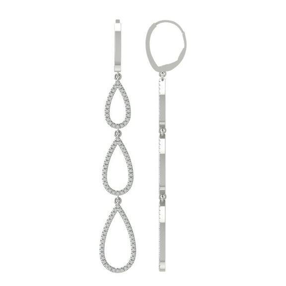 ARAIYA 14K White Gold Round Diamond Drop and Dangle Earrings (3/4 cttw, I2-I3 Clarity, I-J Color)