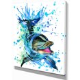 thumbnail image 1 of Designart - Large Blue Dolphin Watercolor - Contemporary Animal Art Canvas, 1 of 2