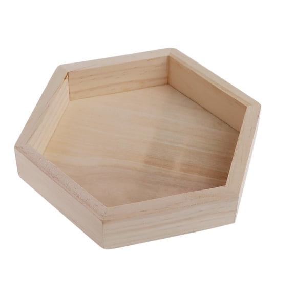 LICEWO Wooden Jewelry Box Hexagon DIY Trinket Keepsake Storage Organizer Tray Craft Blank Box for Ring Watch Necklace Holder