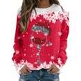 Ladies' Winter Fashion Casual Red Wine Glass Snowflake Christmas Print