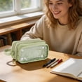 thumbnail image 4 of BYJKINGS Clear Pencil Pouch Case, Large Capacity Clear Pen Pencil Pouch with Zipper,Multi-Purpose for Travel,Teen Boys&Girls, Transparent Stationary Bag Green, 4 of 7