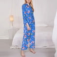 thumbnail image 3 of Fuzoiu Tropical Jellyfishes Print Women's Long-Sleeved Pajama,Lounge Button Down Nightwear,Womens Notch Collar Pajama Set-XX-Large, 3 of 7