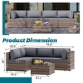 thumbnail image 2 of Walsunny 5 Pieces Patio Furniture Sets, Outdoor Wicker Rattan Patio Conversation Set with Cushions and Glass Table for Backyard, Garden,Pool, Brown Rattan Gray Cushions, 2 of 7