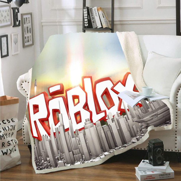 Manta de forro polar de cordero periférico de animación ROBLOX, edredón de felpa de doble capa para pausa para el almuerzo, manta temática de aire acondicionado