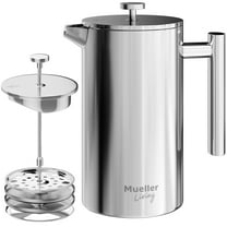 MuellerLiving Stainless Steel Double Insulated 8-Cup French Press Coffee Maker