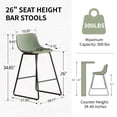 thumbnail image 3 of FIRAVOE Counter Height Bar Stools Set of 3 (Low Back) (26 Inch) Leather Modern Barstools Counter Stools Bar Chairs Green Bar Stools for Kitchen Island, 3 of 12