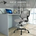 thumbnail image 6 of HYLONE Drafting Chair with Flip-Up Arms, Adjustable Height & Lumbar Support Tall Office Chair for Standing Desk, Ergonomic Drafting Stool Chair (Black), 6 of 7