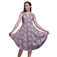 thumbnail image 1 of Bimba Robe d'Été Sans Manches à Col Rond pour Femmes, Imprimée Florale Oeillet Violet et Marguerite, Tenue Décontractée-Xxx-Grand, 1 of 6