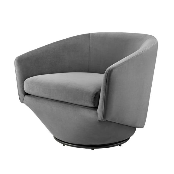 Swivel Armchair Chair, Grey Gray, Velvet, Living Kitchen Cafe Bistro Hospitality Restaurant, Modern Contemporary Boutique HB34558