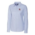 thumbnail image 2 of Women's Cutter & Buck  Light Blue Frisco RoughRiders Stretch Oxford Stripe Long Sleeve Button-Up Dress Shirt, 2 of 3