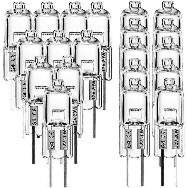20 Pcs G4 Halogen Bulbs,20W 12V Halogen Light Bulbs 2 Pin Clear Lamp Bulb,for Cooker Lighting,Signa