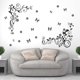 thumbnail image 4 of Calcomanía de pared con 12 mariposas negras, 21 flores, autoadhesivas, con 2 enredaderas, para sala de estar, dormitorio, habitación infantil, TV, decoración de pared, 39 x 98 cm, 4 of 8