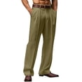 thumbnail image 3 of Men's Casual Linen Pants Loose Straight Leg Yoga Beach Summer Long Pants, 3 of 9