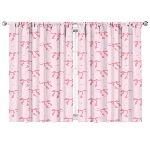 Pink Bow Curtains-blackout Curtains Bedroom Decor Living Room Darkening Grommet Window Drapes 2 Panels Set 41"x63"
