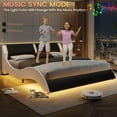 DICTAC Full Led Bed Frame Modern Faux Leather Upholstered Platform Bed Frame with Led Lights