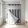 thumbnail image 4 of Waterproof Double Layer Shower Curtain, Waffle Weave Polyester Bath Curtain with Detachable Liner, Reinforced Grommet Top, Machine Washable, Standard Size for Bathtub and Shower Stall, 4 of 6