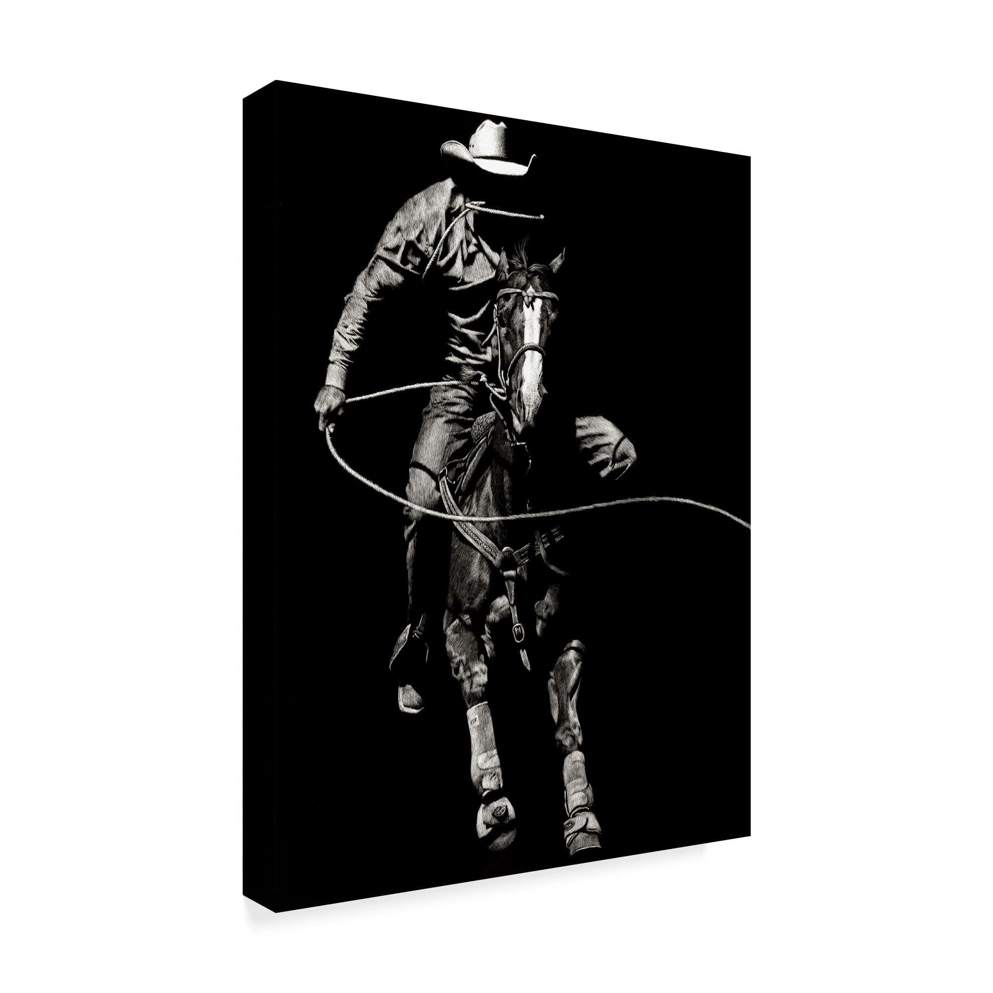 Trademark Fine Art 'Scratchboard Rodeo VIII' Canvas Art by Julie T. Chapman