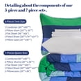thumbnail image 2 of Sonive Twin Kids Comforter Set, 5 Pieces Super Soft and Fluffy Cool Kids Bedding Set, Blue Green Rugby Stripe, 2 of 7