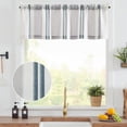 thumbnail image 2 of Striped Valance Farmhouse Window Treatment Linen Textured Drapes for Small Windows Kitchen Living Room RV Vintage Light Filtering Valance 16 Inch Rod Pocket 1 Panel Blue and Grey Stripe, 2 of 8