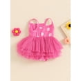 thumbnail image 3 of Nygoyerh Baby Girls Summer Cami Romper Dress Floral/Sun Print Sleeveless Layered Tulle Jumpsuit Newborn Infant Sweet A-line Tutu Dress for Daily Party 3M 6M 12M 18M, 3 of 8