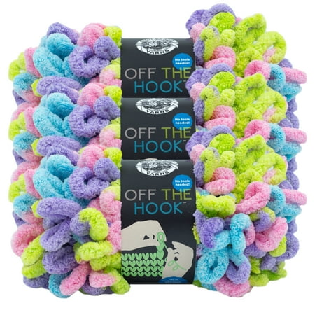 UPC: 0842093138129 | Lion Brand Yarn Off the Hook Flower Power Jumbo Polyester Multi-color Yarn 3 Pack