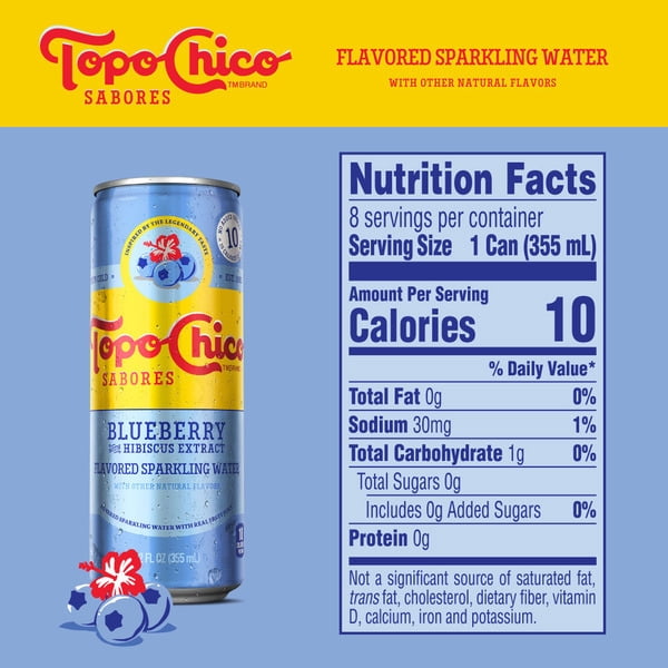 Topo Chico Sabores Blueberry with Hibiscus Extract Sparkling Water 16 Cans