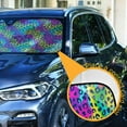thumbnail image 3 of Rainbow Color Leopard Car Windshield Sun Shade Foldable Car Front Window Visor Heat and UV Protection 55x27.6, 3 of 8