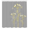 thumbnail image 2 of Grey and Yellow Shower Curtain, Under the Sea Inspired Flowers Abstract Swirls Backdrop, Fabric Bathroom Set with Hooks, 69W X 75L Inches Long, Charcoal Grey and Pale Yellow, by Ambesonne, 2 of 2