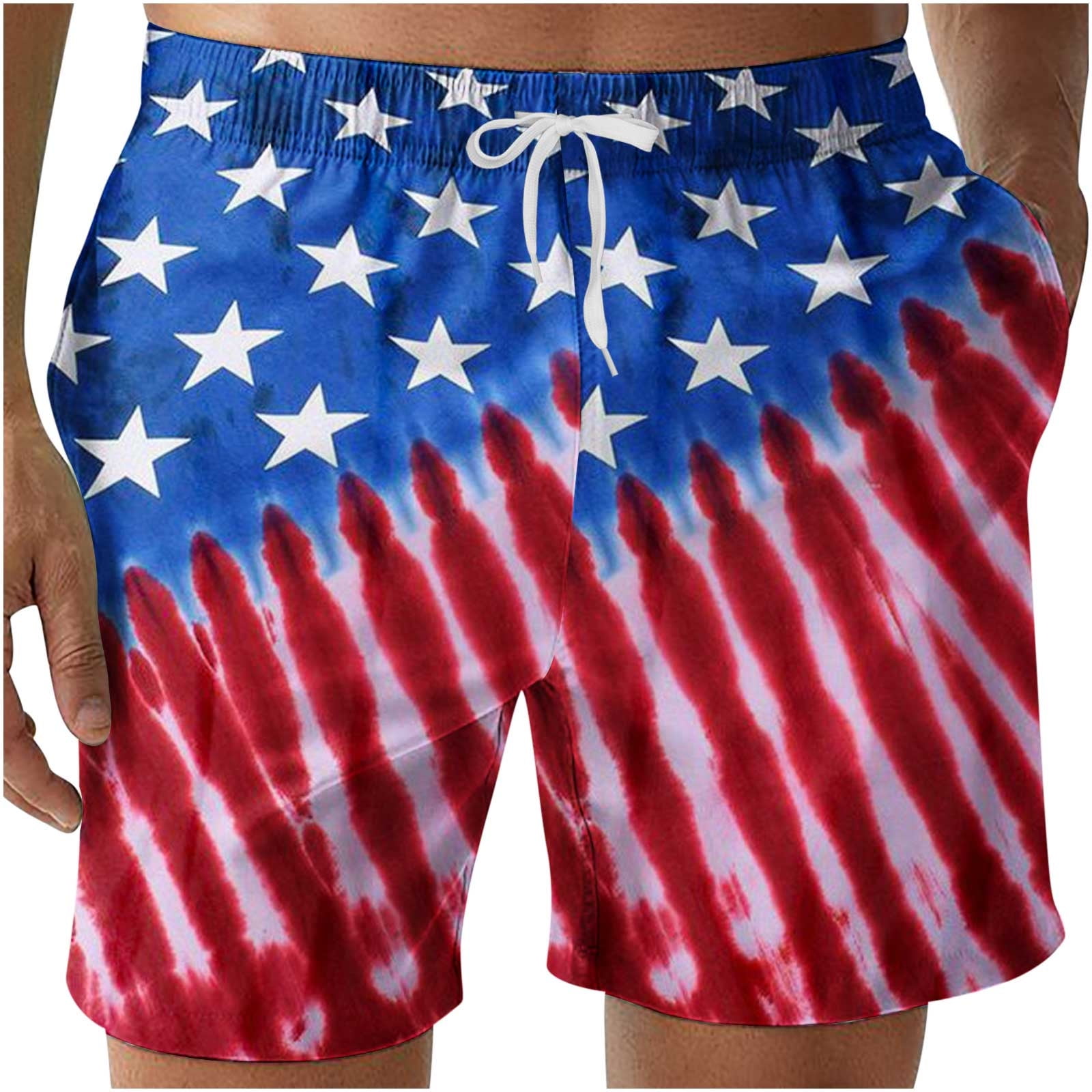 American Flag Board Shorts Men 2023,Summer Big and Tall Swim Trunks,Mens Hawaiian Surf Beach