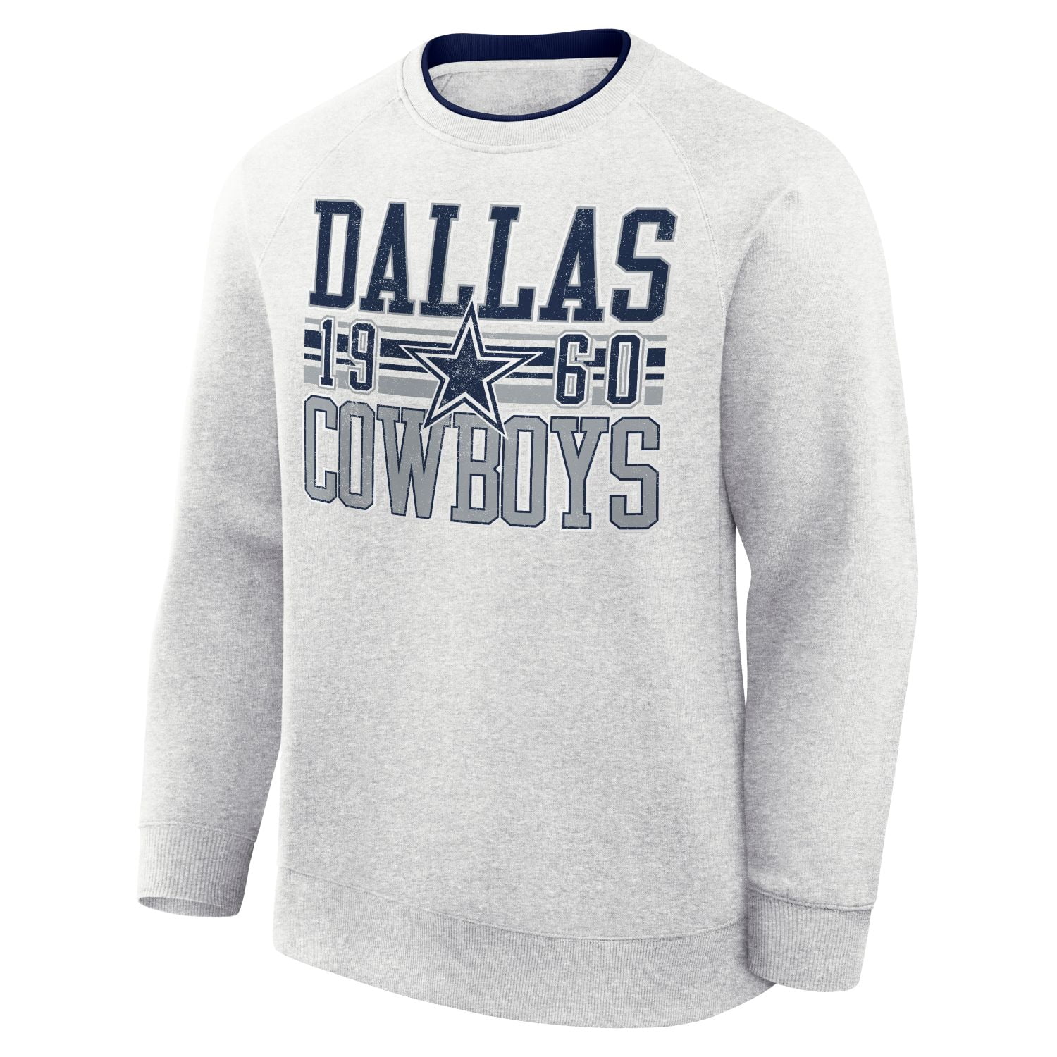 NFL Dallas Cowboys Men's Cotton Gray Heather Long Sleeve Crew Fleece Sweatshirt