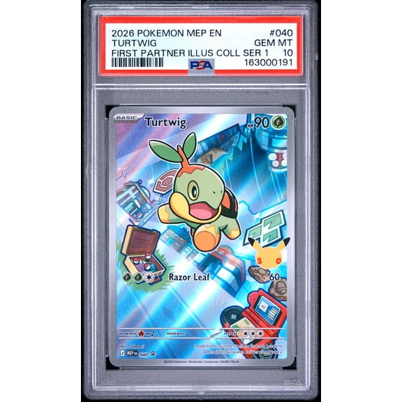 Collectible 2026 Pokemon Mega Evolution Black Star Promo First Partner Illustration Collection Turtwig #040 PSA 10