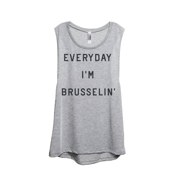 Everyday I'm Brusselin Women's Fashion Sleeveless Muscle Workout Yoga Tank Top Sport Grey Small