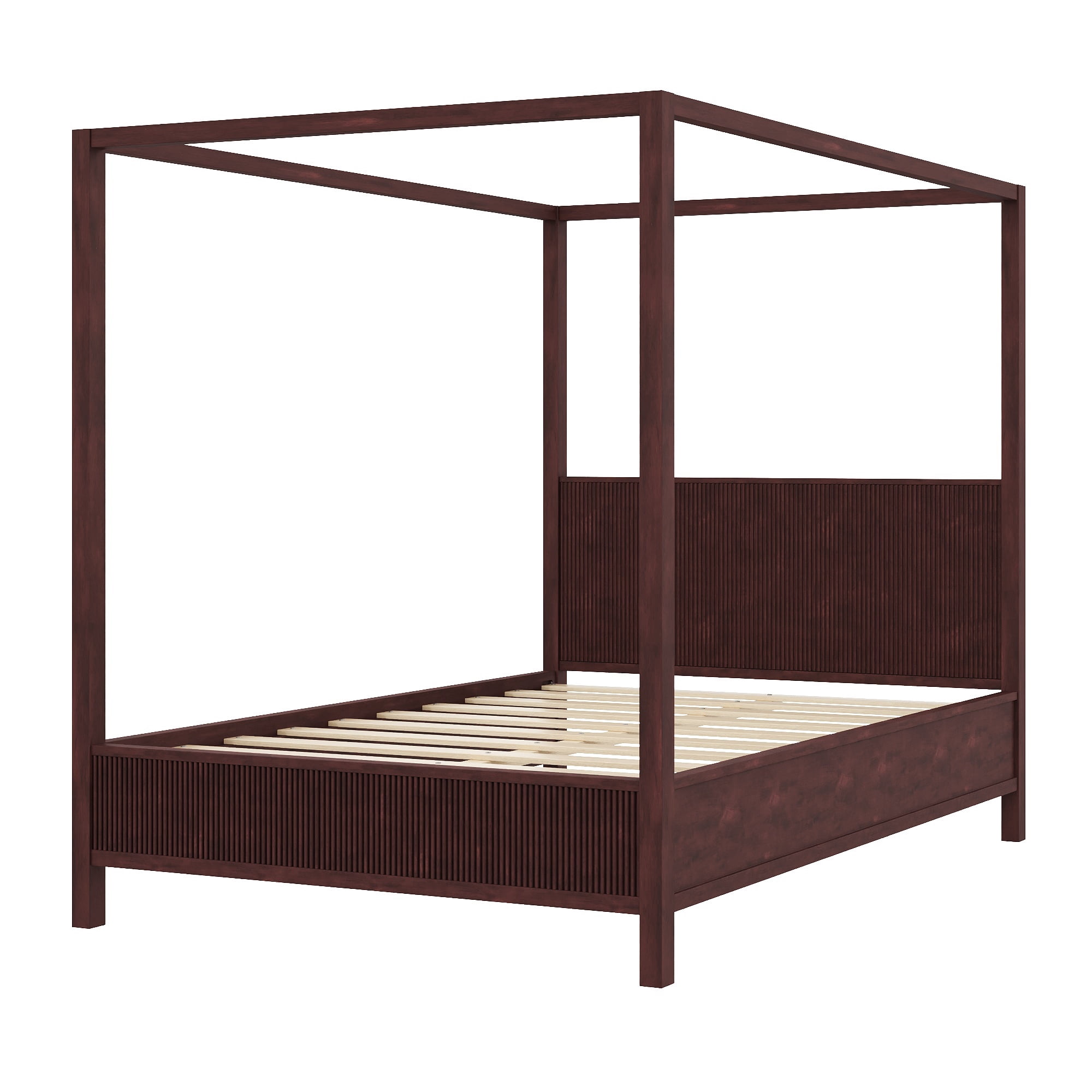 Euroco Wood Queen Size Canopy Platform Bed, Espresso