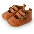 thumbnail image 3 of Baby Girl Shoes Non Slip Soft Sole PU Leather Infant Toddler Mary Jane Flats First Walker Crib Dress Oxford Shoes 3-18 Months, 3 of 6