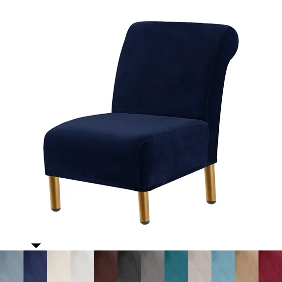 AIGIA Armless Accent Chair Slipcovers Thick Velvet Slipper Accent Chair Covers Hotel Oversized Big Chairs for Living Room