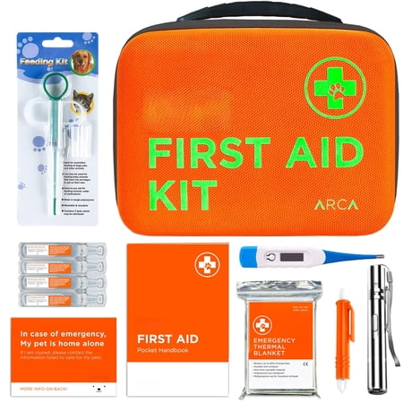 Cat & Dog First Aid Kit - High Visibility Reflective Zipper With Fluorescent Letter Print 100 Tick Remover Manual Book