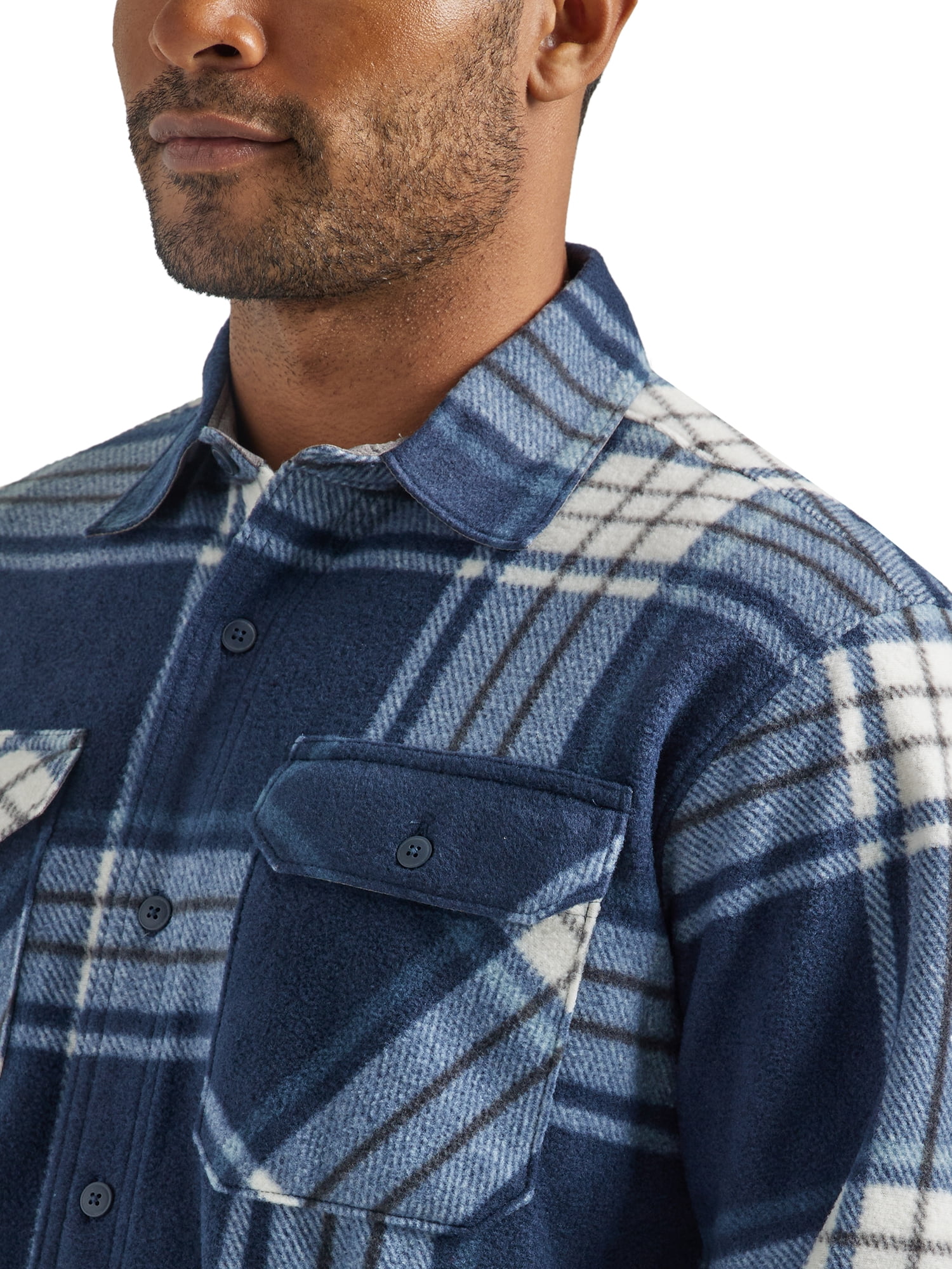 Wrangler Men's Fleece Buffalo Plaid Relaxed Fit Long Sleeve Shirt, S-3XL
