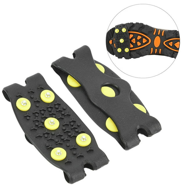 1 par de fondas para zapatos, suelas flexibles con agarre para hielo, 5 dientes, garras de resorte para exteriores, botas antideslizantes para zapatos de hielo, cubierta para