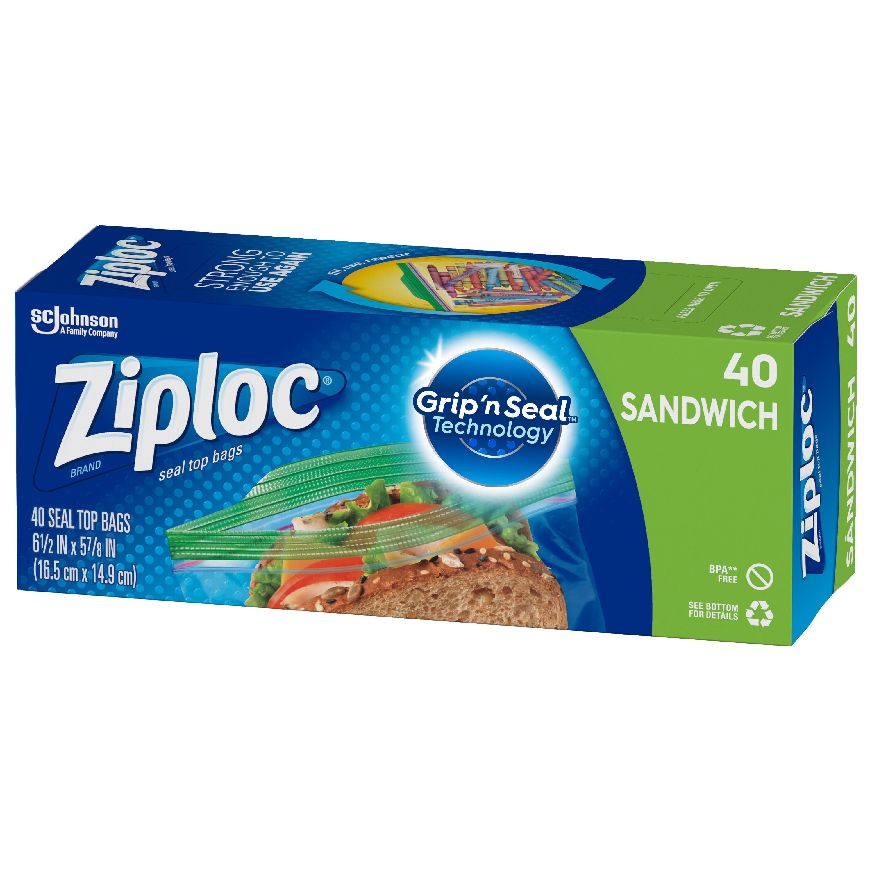 SC Johnson Ziploc® Grip 'N Seal Sandwich XL Storage Bags, 30 ct