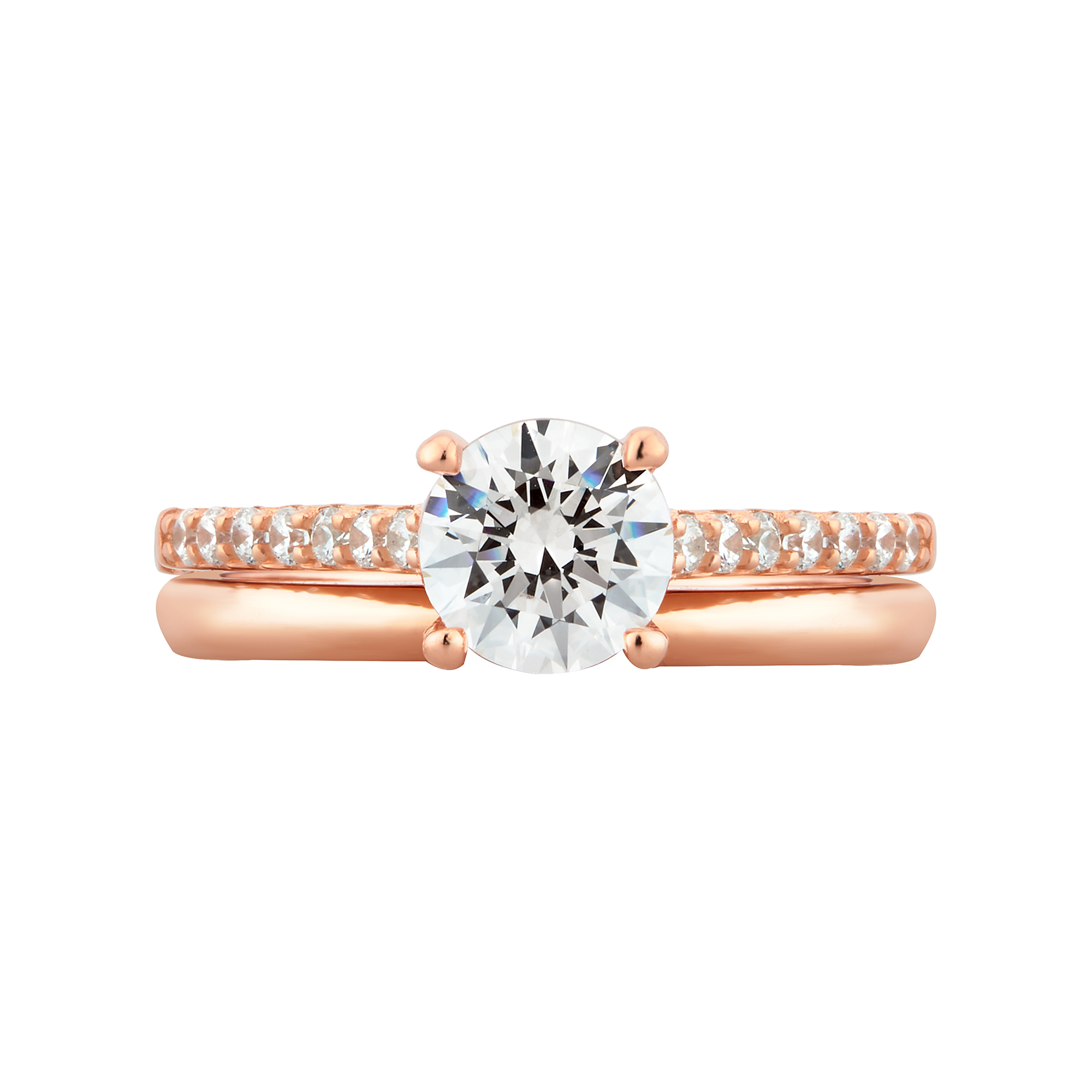 Arista 1.88 ct Round Swarovski Diamond Solitaire Women's Bridal Set in Pink plated Sterling Silver