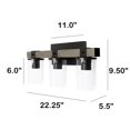 thumbnail image 3 of Lalia Home Farmhouse Rustic Wood Look 3 Light Bath Vanity - Gray, 3 of 4
