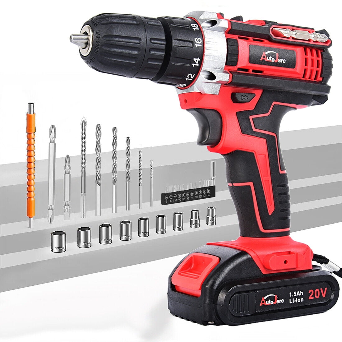 Hyper Tough 18V Cordless Drill 3 8 inch Chuck Variable Speed with 1.2Ah Nickel Cadmium Battery Charger Bit Holder LED Light Walmart
