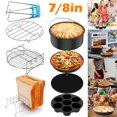 thumbnail image 2 of 8Pcs Air Fryer Accessories Set with Cake Basket Pizza Pan Stainless Steel Skewer Rack Silicone Mat, 2 of 11