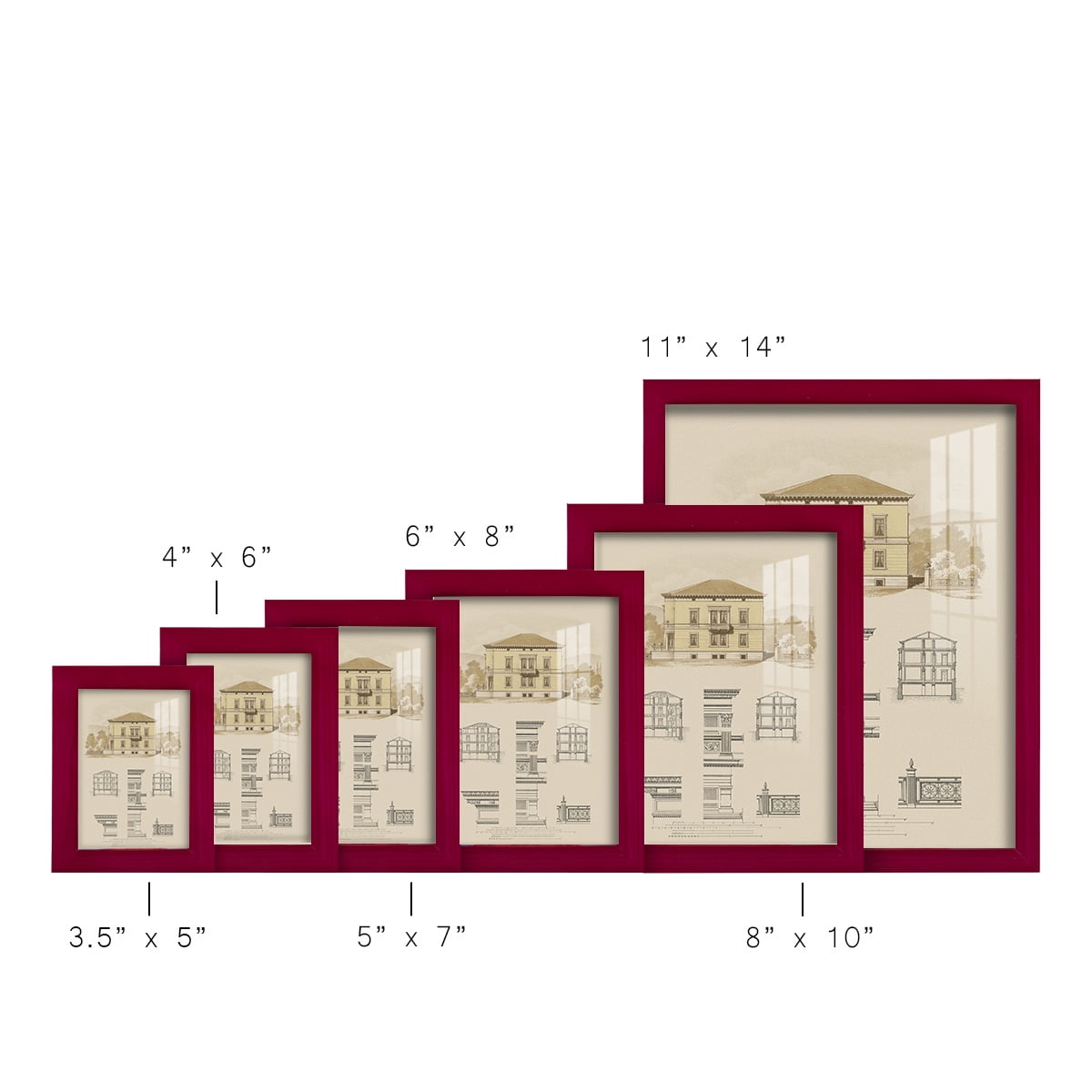 Estate and Plan II -Framed Print w/glass-Cherry Red